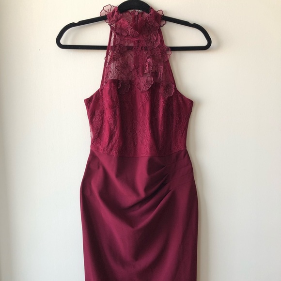 Burgundy cocktail midi-dress - Picture 1 of 8